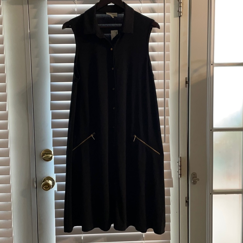 Avenue Black Sleeveless Flare Shirtdress Size 18